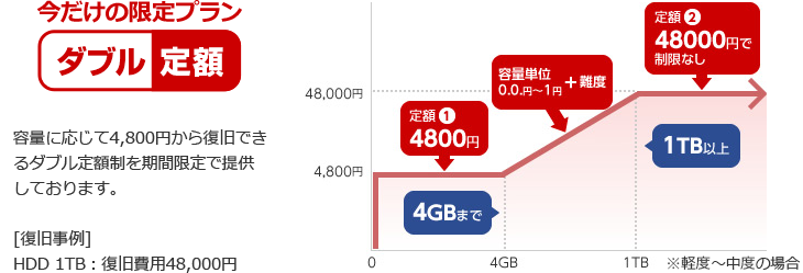 データ復旧 ダブル定額